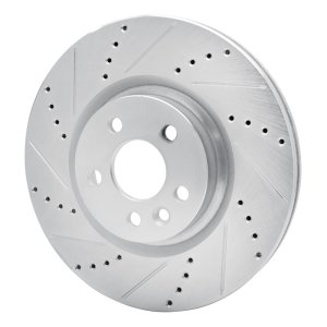 Jaguar E-Pace Brake Rotor (1) - Front Left - R1 Concepts - Drilled & Slotted - Silver - `15-`19